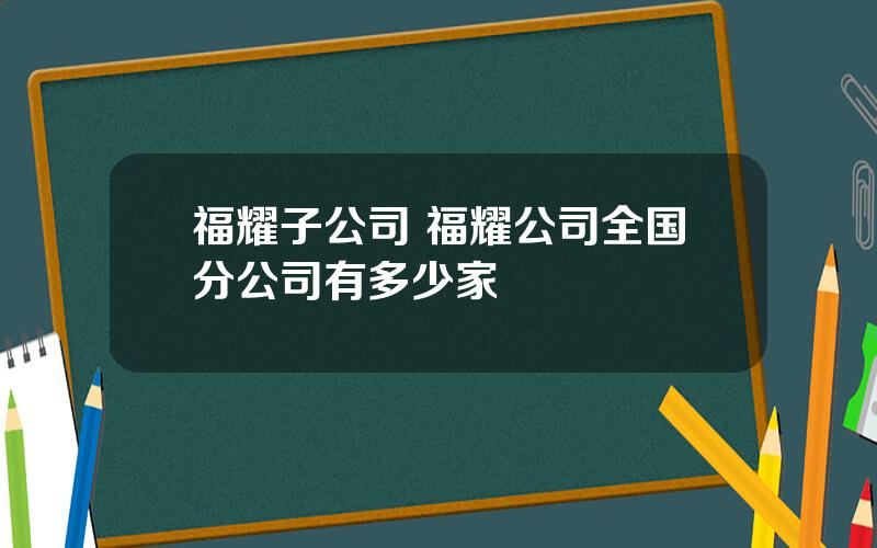 福耀子公司 福耀公司全国分公司有多少家